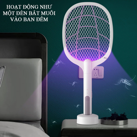 Vợt muỗi thông minh kiêm đèn bắt muỗi No.M-4/ KLZ-918 cao cấp, pin sạc [BH: 1 TUẦN]