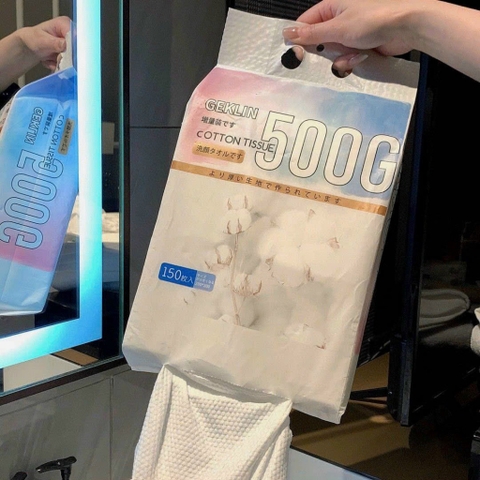 Khăn lau đa năng 500G dùng 1 lần chất liệu vải mềm mịn Geklin 150 tờ 20x30cm [BH: NONE]