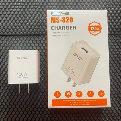 Cóc sạc nhanh 120W SYC MS-320 1 cổng USB chính hãng [BH: 1 NĂM]