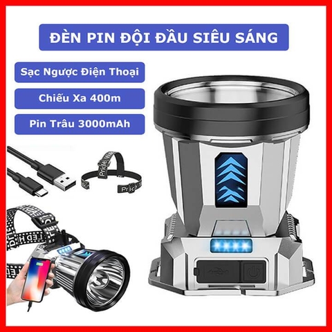 Đèn pin đội đầu T998 siêu sáng chống nước 2 pin trâu
