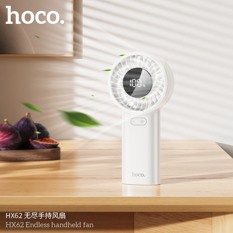 Quạt tích điện HOCO HX62 mẫu đa năng vừa cầm tay vừa để bàn siêu tiện lợi [BH 1 năm]