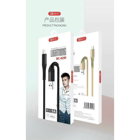 Cáp sạc nhanh 5A dây dù BYZ 029i usb ra iPhone Lightning 1m chính hãng [BH 6 tháng]