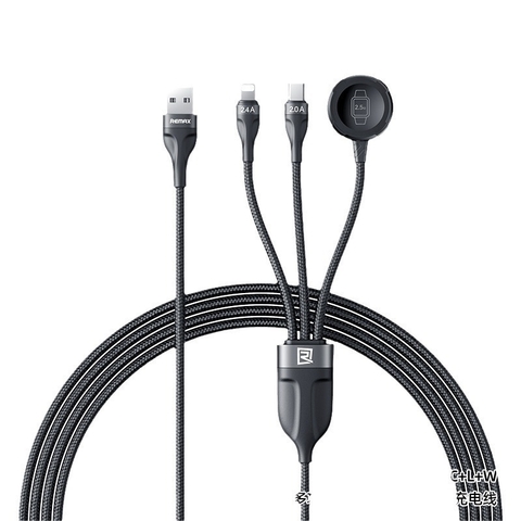 Cáp sạc nhanh 3 đầu đa năng Remax RC-C169 USB to Type-C + IP + Apple Watch 1.2M chính hãng [BH 1 NĂM]