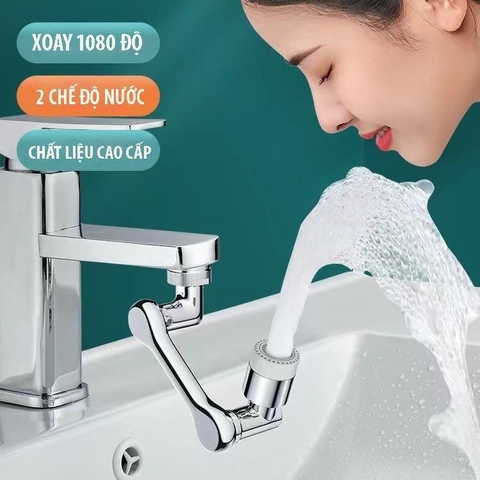 Đầu vòi nối dài xoay 1080 độ gắn lavabo, vòi nước bồn rửa chén nhà bếp xoay thông minh bằng nhựa / pktn sale