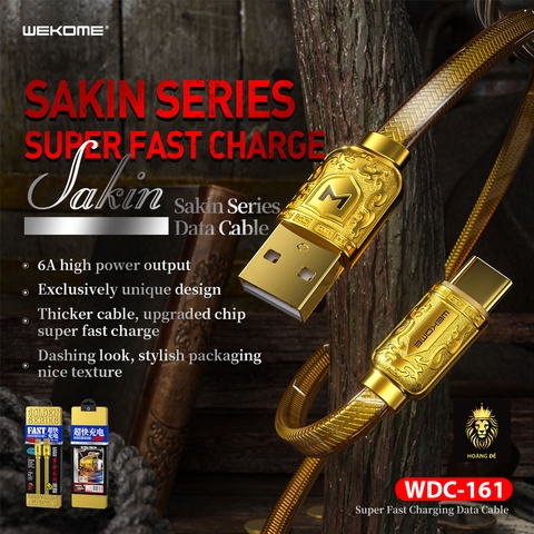 Cáp sạc nhanh 6A micro Wekome WDC-161m samsung micro hộp sắt xịn chính hãng [BH 1 năm]
