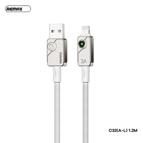 Cáp sạc nhanh 3A Remax C32 cáp usb ra Iphone dài 1m2 có đèn báo sạc chính hãng [BH 1 Năm]