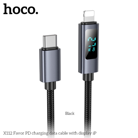 Cáp sạc nhanh 27w HOCO X112 Type C ra Iphone (c-l) cáp dây dù kèm màn hình báo W siêu đẹp[BH 1 Năm]B307