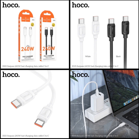 Cáp sạc HOCO X115 Type C ra Type C (c-c)  sạc nhanh 240W mẫu mới siêu đẹp [BH 1 Năm]