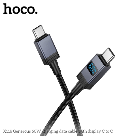 Cáp sạc nhanh 60w HOCO X118 cáp dây dù 2 đầu Type C dài 1m chính hãng