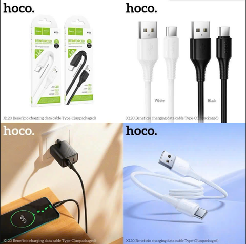 Cáp sạc nhanh 3A HOCO X120 TypeC cáp usb ra Type C dây nhựa dài 1m chính hãng