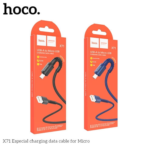 CÁP SẠC NHANH DÂY DÙ HOCO X71 SAMSUNG USB RA MICRO 2.4A DÀI 1M CHỐNG ĐỨT GÃY CHÍNH HÃNG [BH 1 NĂM]