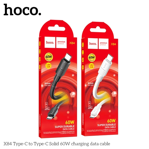 CÁP SẠC NHANH 60W HOCO X84 TYPE C TO TYPE C (2 ĐẦU C) DÀI 1M CHÍNH HÃNG [BH 1 NĂM]