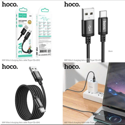 Cáp sạc nhanh 3A HOCO X89 (Type C 2m) cáp USB ra Type C dài 2m chính hãng