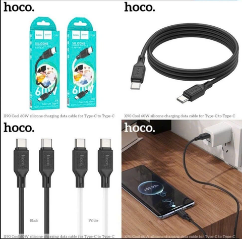 Cáp sạc nhanh 60w HOCO X90 (C-C) Cáp silicone 2 đầu Type C sạc siêu nhanh