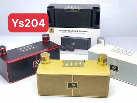 Loa bluetooth karaoke YOSD YS-204 mẫu loa dài để bàn kèm 2 micro không dây siêu hay