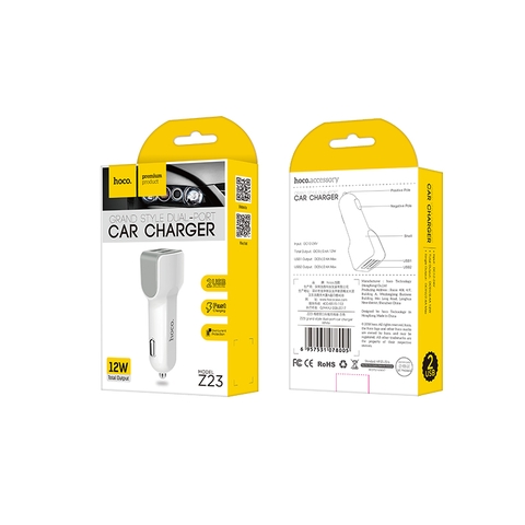 TẨU SẠC XE HƠI OTO 12W HOCO Z23 2 CỔNG USB CHÍNH HÃNG [BH 1 NĂM]