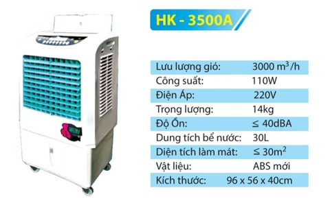 Quạt điều hòa cao cấp 3500A công suất 110W, dung tích bể nước 30L (BH 1 năm)