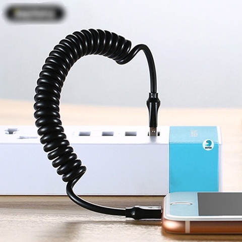 Cáp sạc ngắn ip lò xo dây xoắn kéo dài (usb ra iphone lightning) [BH 1 tuần] / pktn sale