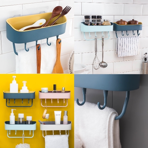 Kệ để đồ đa năng kèm móc treo thanh phơi khăn [BH: NONE] / pktn sale