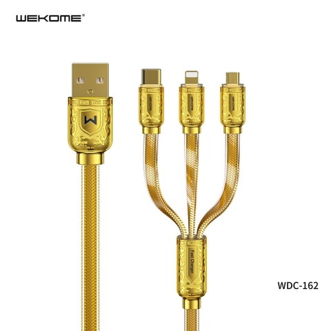 Cáp sạc nhanh 3 đầu 6A Iphone Micro Type C Wekome WDC-162th đa năng chính hãng [BH 6 Tháng]
