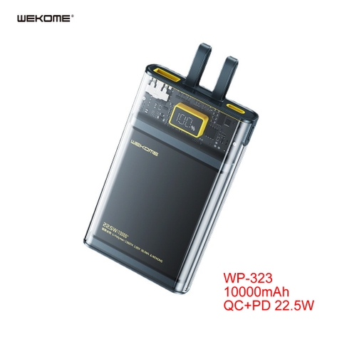 Pin sạc nhanh 22.5w Wekome WP-323 10.000mAh trong suốt dự phòng chính hãng QC3.0+PD 22.5W tích hợp cáp [BH 6 tháng]