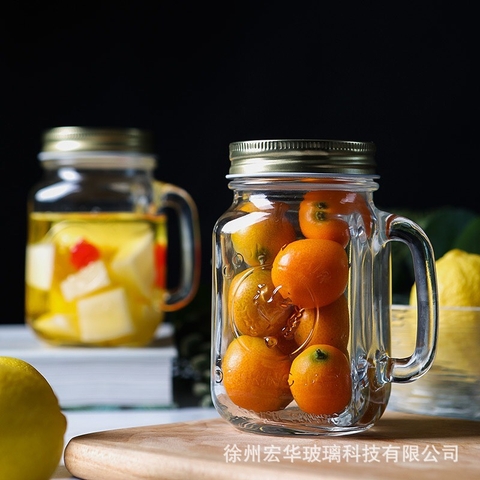 Ly đựng nước. đựng đồ, căm hoa đa năng chất liệu thủy tinh cầm tay có nắp đậy 450ml [BH: NONE]