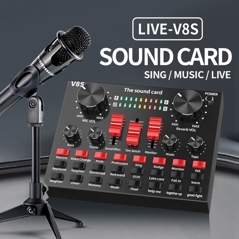 Souncard thu âm livestream LV-8S có đèn theo nhạc [BH: 1 tháng]