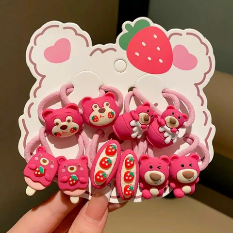 xxxCombo 10 dây buộc tóc hình gấu, gấu losto tone hồng siêu cưng- mẫu mã có thể thay đổi tùy lô[BH: NONE]