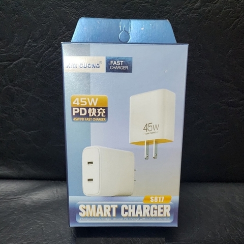 Cóc sạc nhanh 45w Kim Cương S817 2 cổng type-c PD smart charger chính hãng [BH 6 tháng] / pktn sale