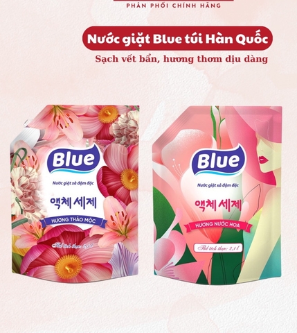 Bịch nước giặt Blue Hàn 2000g hương nước hoa/ hương thảo mộc SẠCH SÂU BỀN MÀU [BH: NONE]