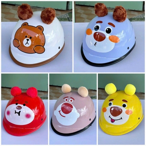 Nón bảo hiểm nửa đầu TAI GẤU cho bé 2 - 6 tuổi hoạt hình