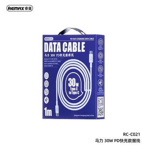 Cáp sạc nhanh 30w Remax RC-C021 (c-c 1m) 2 đầu type-c chính hãng [BH 1 năm]