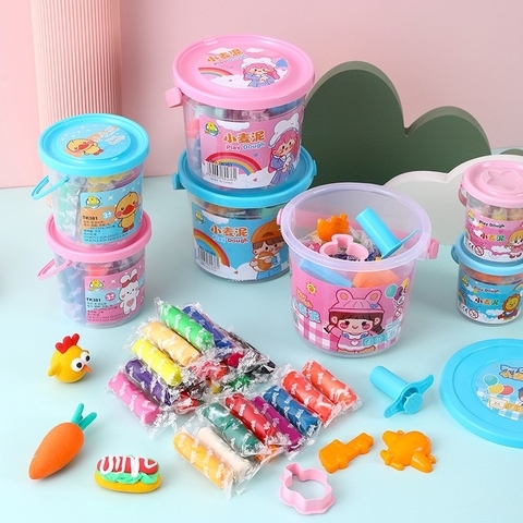 Hộp tròn đồ chơi đất sét nặn 10 màu có khuôn cho bé [BH: NONE]