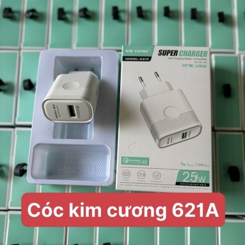 Cóc sạc nhanh 25W Kim Cương C621A 1 cổng USB chính hãng [BH: 3 tháng]