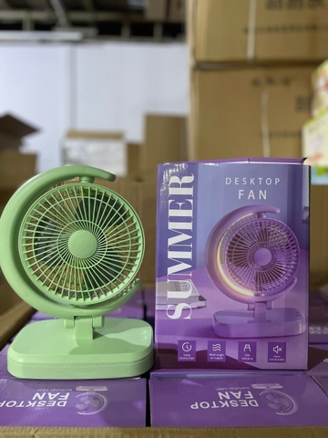 Quạt bàn tích điện SUMMER FAN SF-10 Xoay 180 độ có 3 chế độ led, luồng gió xoáy 3 chiều [BH: 1 TUẦN]