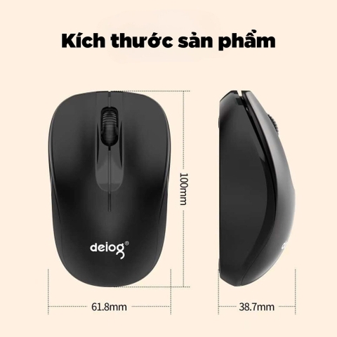 Chuột không dây (Màu Đen)DEIOG Q1 pin sạc 3 nút silent chống ồn chính hãng [BH 1 năm]