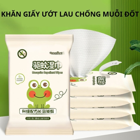Khăn ướt Chú Ếch chống muỗi chích, chiết xuất tự nhiên hàng nội địa [BH: NONE]