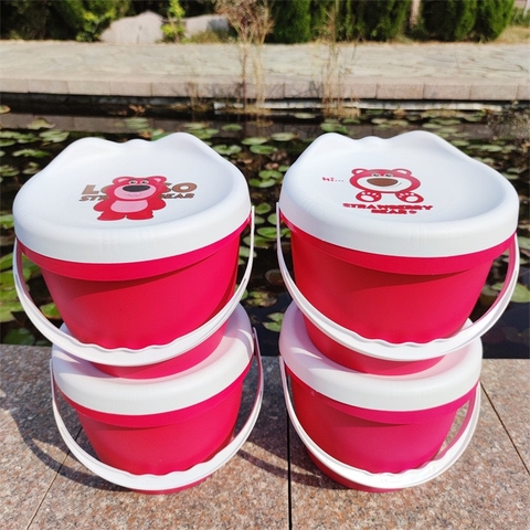 Xô khăn giấy ướt gấu losto tròn kèm nắp đậy mới [BH: NONE]