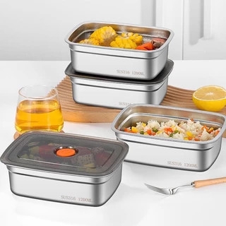 Hộp inox 304 đựng thực phẩm 1500ml có nắp nhựa xám đậy kèm ron siêu kín 19cm x7.5cm x 13cm [BH: NONE]