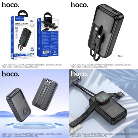 Pin sạc dự phòng Hoco Q28A 20.000mAh sạc nhanh 22.5W kiêm sạc không dây cho đồng hồ thông minh chính hãng [BH: 1 NĂM]