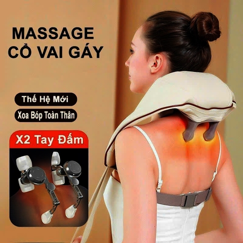 Máy massage cổ vai gáy 2 tay đấm thế hệ mới siêu mạnh