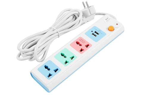 Ổ cắm điện CM5303 gồm 3 ổ cắm điện + 2 cổng usb 3m [BH: 1 THÁNG]