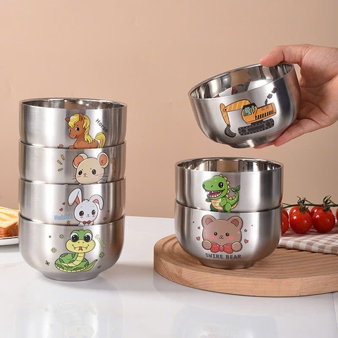 Chén đựng cơm, canh inox chống nóng 2 lớp hoạt hình [BH: NONE] 1l1d8