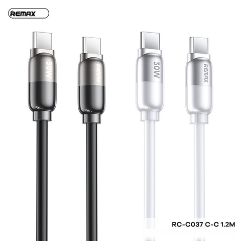 Cáp sạc nhanh 30w REMAX RC-C037 (c-c) 1.2m - 2 đầu type c ra type-c chính hãng [BH 1 năm]