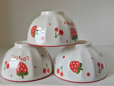 Set 5 chén sứ họa tiết TRÁI CÂY ăn cơm, ăn canh  [BH: NONE] 1l1d8