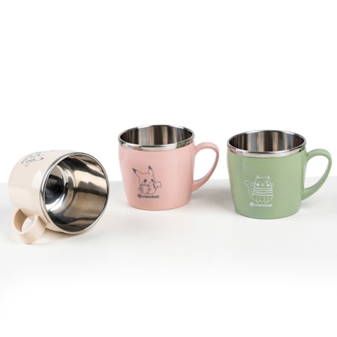 Ly giữ nhiệt 2 lớp VN6351 200ML có quai cầm, ly đựng cháo ăn dặm, ly cà phê [BH: NONE]