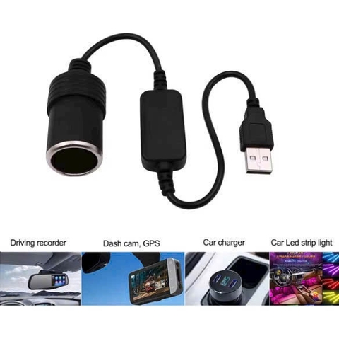 Cáp sạc USB chuyển sang Tẩu Sạc Xe Hơi 12V [BH: Test]