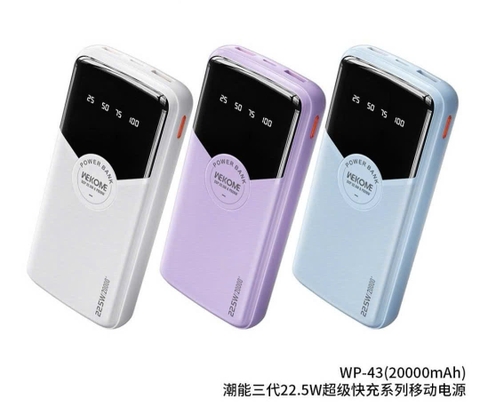Pin sạc dự phòng nhanh 22.5w Wekome WP-43 20.000mAh dự phòng có màn hình hiển thị % pin [BH: 6 tháng]