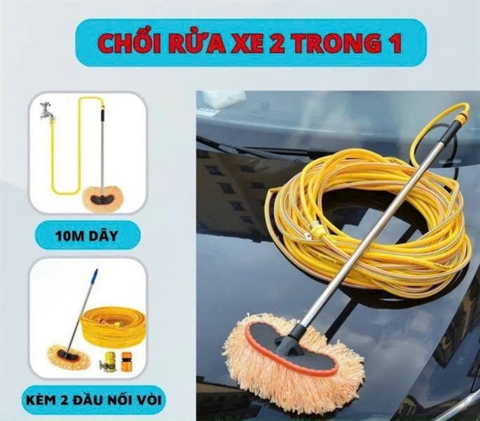 Chổi rửa xe 2in1 kèm 2 đầu nối vòi tiện lợi [BH: NONE] 1l9b10