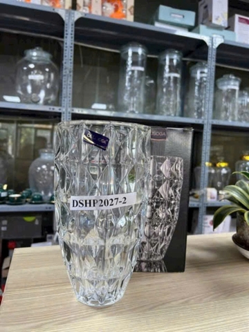 Bình cắm hoa thủy tinh Deli 2027 vân kim cương nặng 3kg siêu sang [BH: NONE] 1l9c10